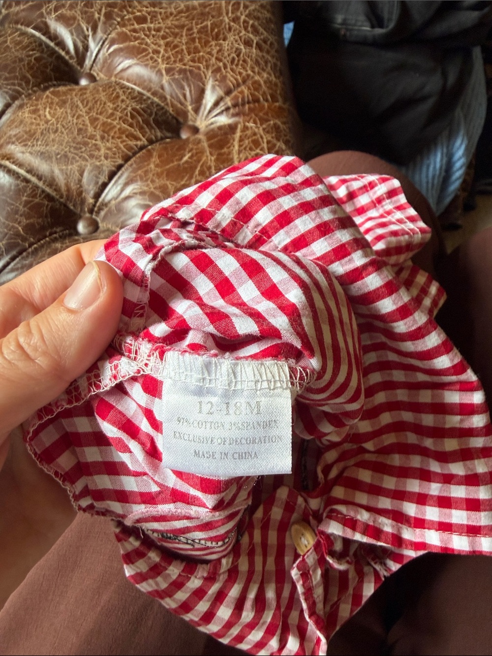 Red Gingham Cow Applique Kids Overalls - Picture 2 of 4